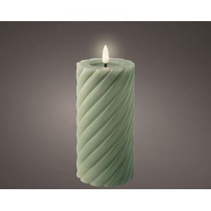 Luxe LED kaars/stompkaars - groen - D7,5 x H17 cm - timer - LED kaarsen