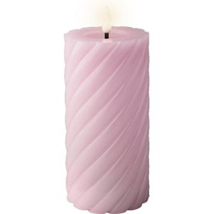 Lumineo Luxe LED kaars/stompkaars - lila paars - D7,5 x H17 cm - timer