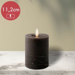 Lumineo LED kaars wax steady Antraciet H11cm Dia 7 cm met 6 uurs timer-werkt op batterijen 2x AAA ( niet inbegrepen) antraciet Kunststof Lumineo Led kaars