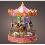 Lumineo kerstdorp draaimolen - draaiend - met verlichting - 23,5 cm - kermis kerstdorp