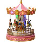 Lumineo kerstdorp draaimolen - draaiend - met verlichting - 23,5 cm - kermis kerstdorp