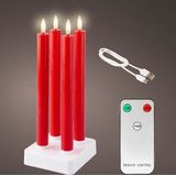 Lumineo - Led Dinerkaars - Rood - 4 Stuks - Oplaadbaar met USB