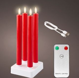 Lumineo - Led Dinerkaars - Rood - 4 Stuks - Oplaadbaar met USB
