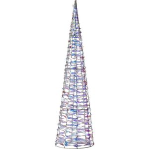 Lumineo LED kegel kerstboom lamp - zilver parelmoer - 30 leds wit - D15 x H60 - timer - kerstverlichting - lichtkegel