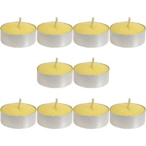 Citronella waxinelichtjes/theelichtjes - 10x - geel - citrusgeur - anti mug - geurkaars