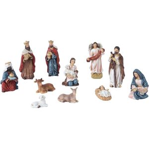 Decoris kerststal beelden/kerstbeelden - 11x st -tot 9,5 cm -polyresin