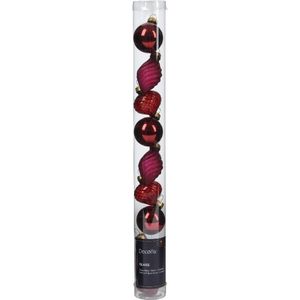 Kerstballen mini dia3cm glas wijn-rood 9-delig rood Glas Decoris Kerstbal