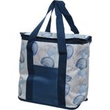 Blauwe Koeltassen met Schelpen Print/Opdruk 34 cm - 20 Liter - Maritiem - Koelboxen/Koeltassen