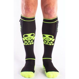 Brutus - Sokken - Gas Mask Party Voetbalsokken met zakje - Zwart/Neon