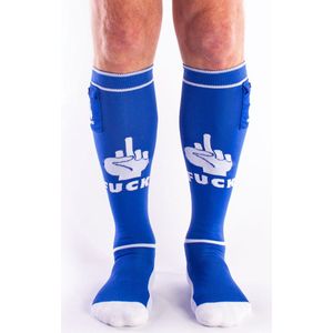 Brutus - FXXX Party Voetbalsokken met zakje - One Size - Blauw Wit