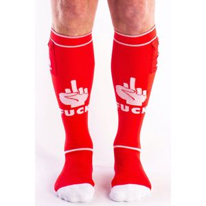 Brutus - FXXX Party Voetbalsokken met zakje - One Size - Rood Wit