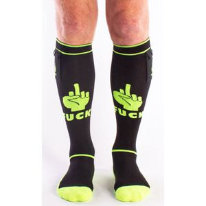 Brutus - FXXX Party Voetbalsokken met zakje - One Size - Zwart/Neon
