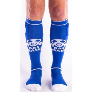 Brutus - Sokken - Gas Mask Party Voetbalsokken met zakje - Blauw Wit