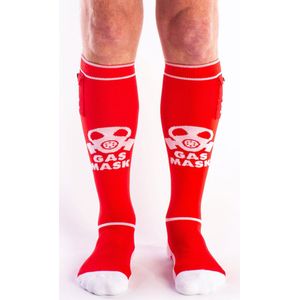 Brutus - Sokken - Gas Mask Party Voetbalsokken met zakje - Rood Wit