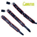 BRUTUS LEATHER - Leren Polsbeperkingen Handboeien - Zwart/Rood