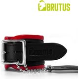 BRUTUS LEATHER - Leren Polsbeperkingen Handboeien - Zwart/Rood