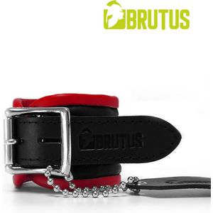 BRUTUS LEATHER - Leren Polsbeperkingen Handboeien - Zwart/Rood