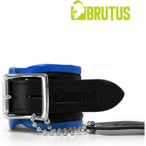 BRUTUS LEATHER - Leren Polsbeperkingen Handboeien - Zwart/Blauw