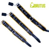 BRUTUS LEATHER - Leren Halsband - Zwart/Geel