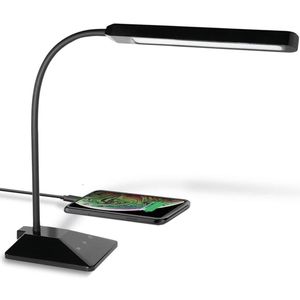 LifeGoods Bureaulamp - Verstelbaar - LED - Dimbare klemlamp - USB Oplader - Wit en Warm Licht - Zwart