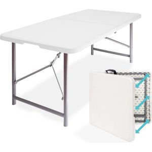 LifeGoods Inklapbare Tafel - 120x60 cm - Campingtafel - Stevige Klaptafel - Weerbestendig - Vouwtafel voor Buiten - Wit