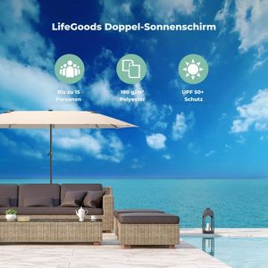 Parasol 180 cm knikbaar en in hoogte verstelbaar kleur beige - Parasol kopen? | Korting tot 73