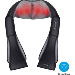 Auronic Shiatsu Massagekussen Draadloos - Elektrisch Nekmassage Apparaat - Nek en Schouder - Infrarood - Zwart