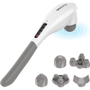 Auronic Massage Apparaat - Nek en Rug - Draadloos - 5 Opzetstukken - Wit/Grijs
