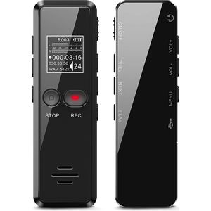 Auronic Digitale Voice Recorder - Dictafoon - 8GB Opslag - Ruisonderdrukking - USB Oplaadbaar - Zwart