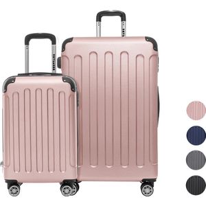 TRVLMORE Kofferset - 2 Delig - 38L Handbagage + 110L Ruimbagage - Lichtgewicht - Trolley - Reiskoffer Set - Roségoud