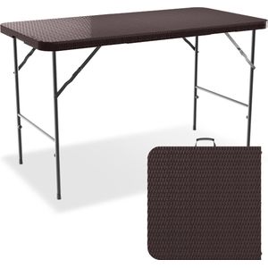 LifeGoods Klaptafel - Inklapbare Tafel - 120 cm - Verstelbare Vouwtafel - Campingtafel - 4 Personen - Bruin