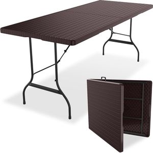 LifeGoods Klaptafel - Inklapbare Tafel - 180 cm - Verstelbare Vouwtafel - Campingtafel - 6 tot 8 Personen - Bruin