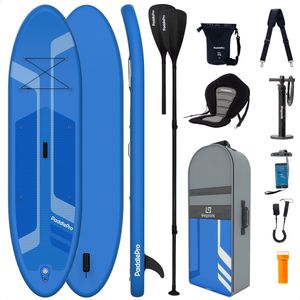 LifeGoods PaddlePro SUP Board - Luxe Set - met Zitje - Opblaasbaar Paddle Board - Max. 135KG - 320x81cm - Blauw