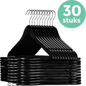 LifeGoods Kledinghangers - Broekhanger - Hardhout - Zwart - 30 Stuks