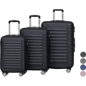 TRVLMORE Kofferset - 3 Delig - 38L Handbagage + 110L Ruimbagage - Lichtgewicht - Trolley - Reiskoffer Set - Zwart
