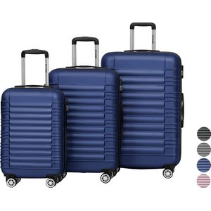 TRVLMORE Kofferset - 3 Delig - 38L Handbagage + 110L Ruimbagage - Lichtgewicht - Trolley - Reiskoffer Set - Donkerblauw