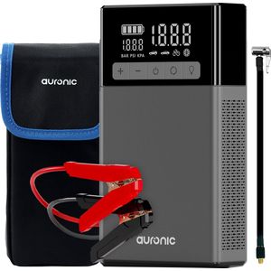 Auronic - Jumpstarter - Zwart/Grijs - Starthulp voor Auto's - 1500A - Met Compressor en Bandenpomp