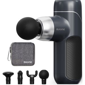 Auronic - Massage Gun - Grijs - Professioneel Massage Pistool - Inclusief Koffer en 4 Opzetstukken