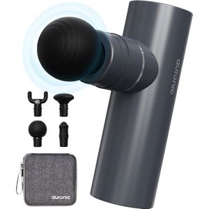 Auronic Massage Gun - Massage Apparaat - Professioneel - 4 Opzetstukken en Koffer - Massage Pistool - Hele Lichaam - Grijs