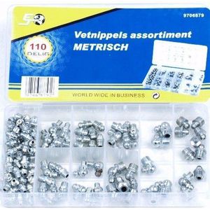 Assortiment vetnippels metrisch 110 delig
