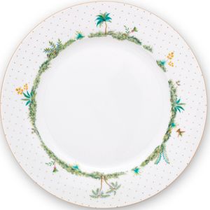 Jolie - Dinerbord - Stippen Goud Blauw - Porselein - Diameter 26.5cm