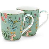 Pip studio Jolie - mokjes klein - Senseo - Small 145ml - mokken klein - bloemen - groen