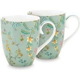 Pip Studio. Set van 2 grote mokken Jolie Flowers Blue 350ml