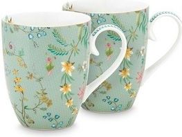 Pip Studio. Set van 2 grote mokken Jolie Flowers Blue 350ml