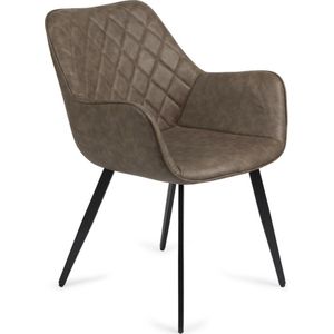 Lifa Living - Vegan Chair Genua - Set/2 - 2 kleuren - Eetkamerstoelen - 2x Bruin