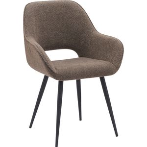 LABEL51 Fer Eetkamerstoel - Bruin - Stof - Black Frame - Stoel - Normale eetkamerstoel