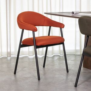 LABEL51 Amaze Eetkamerstoel - Oranje - Stof - Black Frame - Met Armleuning