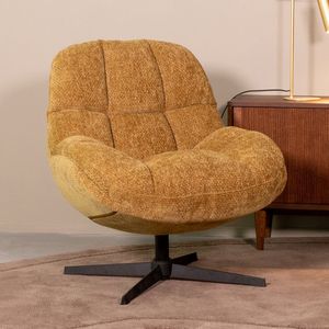 LABEL51 Huxley Fauteuil - Geel - Velvet - One Size - - Normale eetkamerstoel