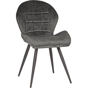 LABEL51 Eetkamerstoel Sil - Antraciet - Velours - Black Frame
