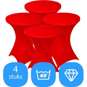 Statafelrok Rood x 4 – ∅80-85 x 110 cm – Stretch 4 stuks – Tafelrok voor Statafel – Geschikt voor Horeca Evenementen | Sta Tafel Hoes | Staantafelhoes | Cocktailparty | Trouwerij